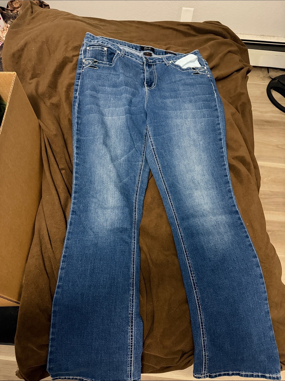 Earl Jeans Blue Faded Flare Wide Leg Jeans